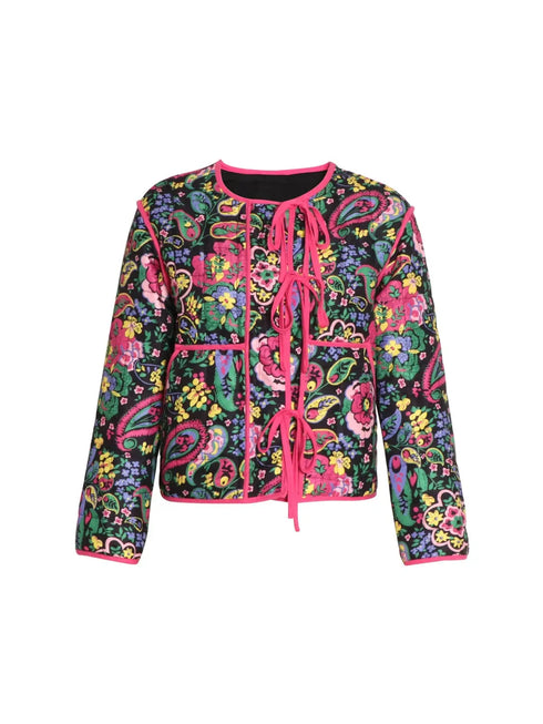 'Rocio' Pink Lace-Up Quilted Puffer Jacket - Celes Fashion